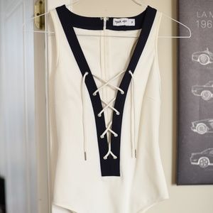 Tigermist Swim bodysuit white with blue border